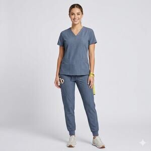 Mandala scrub set sz M gray nurse workwear EUC medical professional lightweight